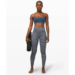 Lululemon High Rise Align Leggings Womens 2 Blue Striped Compression Athleisure